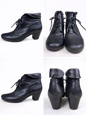 Caprice Leather Ankle 2.25” Heel Boots US 9.5 Wide Black Lace Zip Steampunk